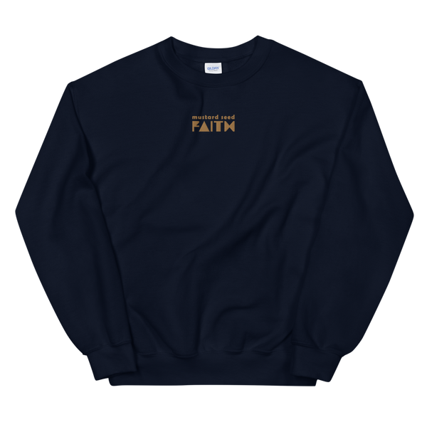 SaySo Gifts and Apparel Mustard Seed Faith Sweatshirt in Navy Blue, Christian Sweatshirt for Men and Women, Christian Streetwear Brand