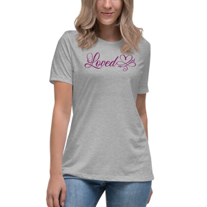 SaySo Gifts and Apparel Loved Women's T Shirt in Gray, Women's Inspirational T Shirts, Christian T Shirts for Women