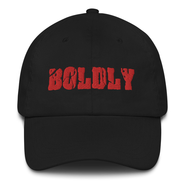 SaySo Gifts and Apparel BOLDLY Dad Hat in Black, Christian Streetwear Brand