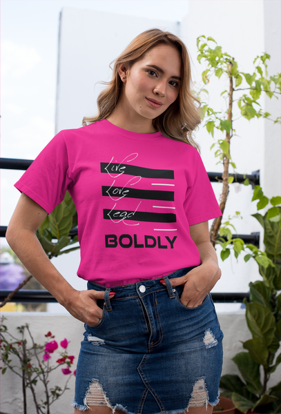 SaySo Gifts and Apparel Live Love Lead Boldly T Shirt in Berry, Christian T Shirts for Women, Women's Inspirational T Shirts