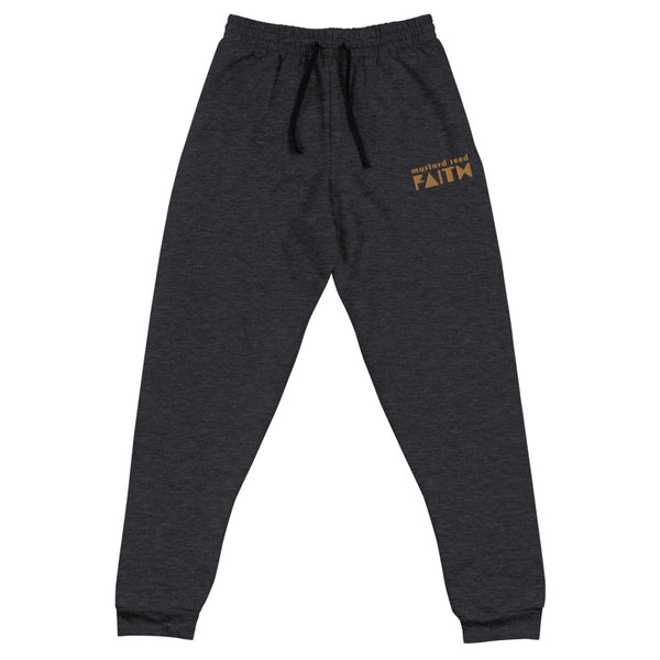 SaySo Gifts and Apparel Mustard Seed Faith Joggers in Black Heather, Christian Apparel, Christian Streetwear Brand