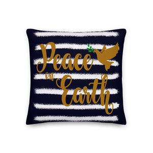 Peace on Earth Premium Throw Pillow Navy