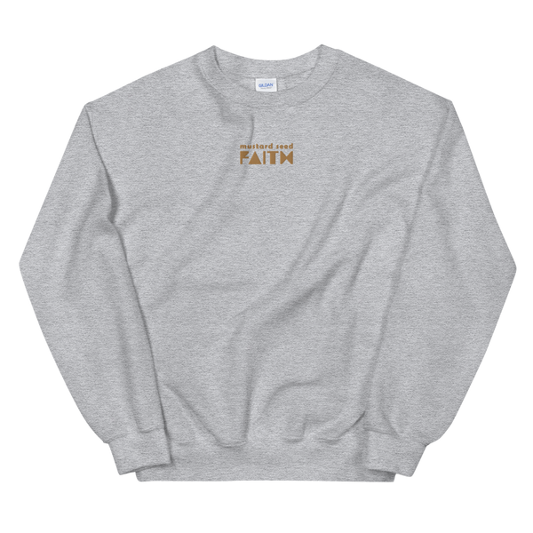 SaySo Gifts and Apparel Mustard Seed Faith Sweatshirt in Athletic Heather, Christian Sweatshirt for Men and Women, Christian Streetwear Brand