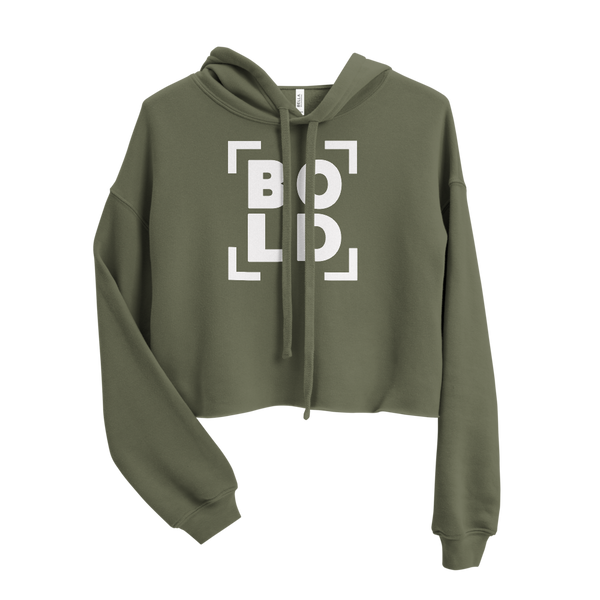 SaySo Gifts and Apparel BOLD Women's Crop Top Hoodie in Military Green, Christian Streetwear Brand