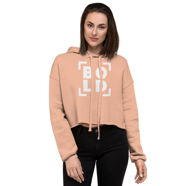 SaySo Gifts and Apparel BOLD Women's Crop Top Hoodie in Peach, Christian Streetwear Brand