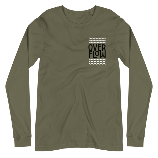 SaySo Gifts and Apparel Overflow Long Sleeve T-Shirt in Military Green, Christian T-Shirts for Men and Women, Inspirational T-Shirts, Christian Streetwear Brand