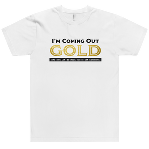 SaySo Gifts and Apparel Coming Out Gold Jersey T-Shirt, Christian T-Shirts for Women, Inspirational T-Shirts, Christian Streetwear Brand
