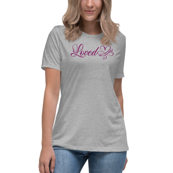 SaySo Gifts and Apparel Loved Women's T Shirt in Gray, Women's Inspirational T Shirts, Christian T Shirts for Women
