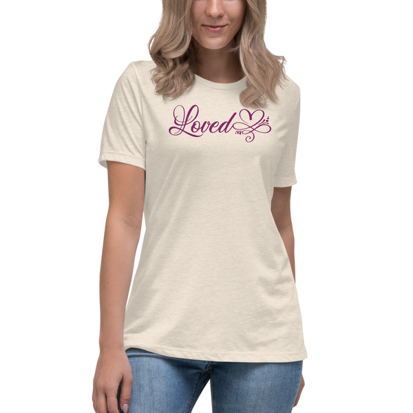 SaySo Gifts and Apparel Loved Women's T Shirt in Tan, Women's Inspirational T Shirts, Christian T Shirts for Women