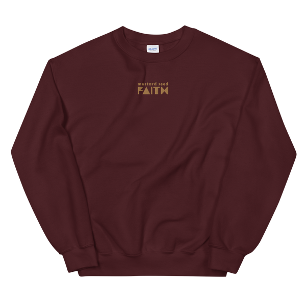 SaySo Gifts and Apparel Mustard Seed Faith Sweatshirt in Maroon, Christian Sweatshirt for Men and Women, Christian Streetwear Brand